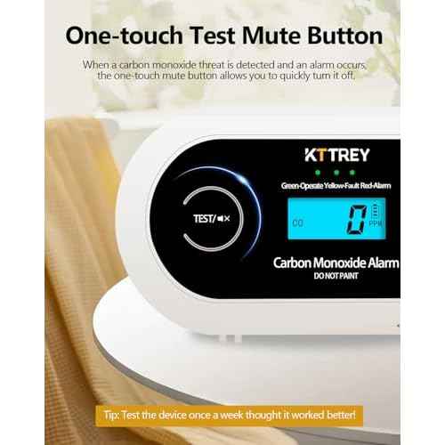 Carbon Monoxide Detector, 10 Year Battery Powered CO Detector with Digital LCD Display and LEDs, Portable CO Alarm for Home and Travel