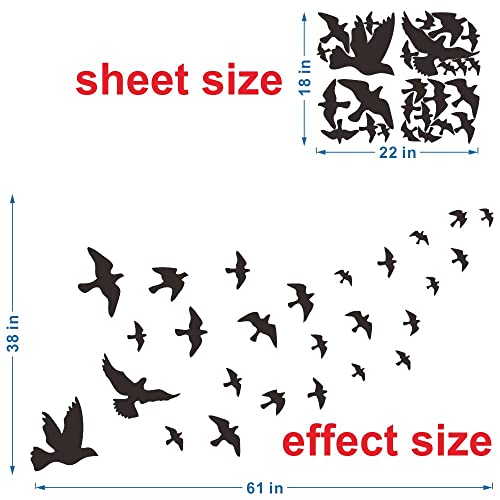 Bird Wall Decal - Flying Sky Wings PVC Removable Wall Sticker with Flock of Birds Flying Black Bird 3D Creative Wall Art - Peeling Sticker for Kids Room and Study Room Decor - Witkey Flying
