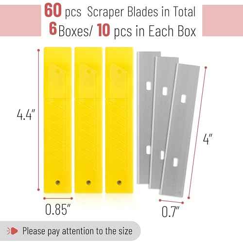 Bates- Replacement Scraper Blades, 4 Inch, 60 Pcs, Scraper Blades, Floor Scrapper Blade, Replacement Razor Blades, Carbon Steel Razor Blades, Paint Scraper Blades, 4 Inch Scraper Blades