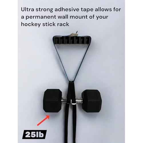 ? 3D Printed Wall Mount Hockey Stick Holder with Clip-in Hold System | Heavy-Duty No-Drill Adhesive Mount | Fits 7 Sticks (Senior, Intermediate, Junior, Youth) | USA-Made
