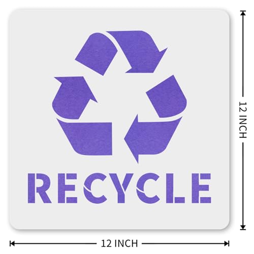 MAGJUCHE Recycle with Text Stencil 12 Inches, Reusable Clean Stencil for Painting DIY Crafts Decor