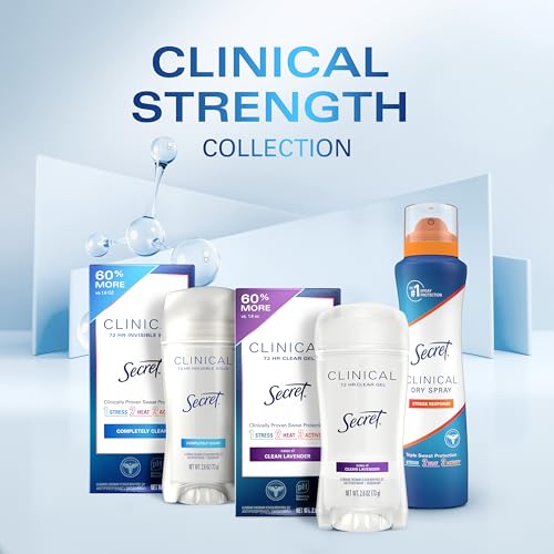 Secret Clinical Strength Antiperspirant Deodorant for Women, Free & Sensitive, 3X Stress Protection, 72hr Sweat & Odor Protection, PH Balancing Minerals, Soft Solid, Unscented, 1.6 oz (Pack of 3)