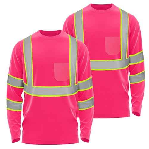 W&H Hi Vis Safety Long Sleeve Shirts Reflective High Visibility Birdeyes Class 3 Shirts,Construction Work