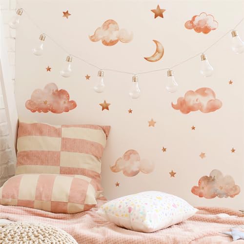 Dreamy Clouds Stars Moon Wall Stickers, sacinora DIY Art Wall Decals Removable Vinyl Peel and Stick for Kids Baby Nursery Living Room Bedroom Children's Room Playroom Home Decorations
