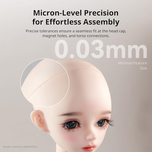 ANYCUBIC BJD Wear-Resistant 3D Printer Resin, Anti-Impact Flexible Joint 3D Resin for Ball-Jointed Dolls, Ideal Skin Tone for Action Figures & Dolls, Mia White, 1kg