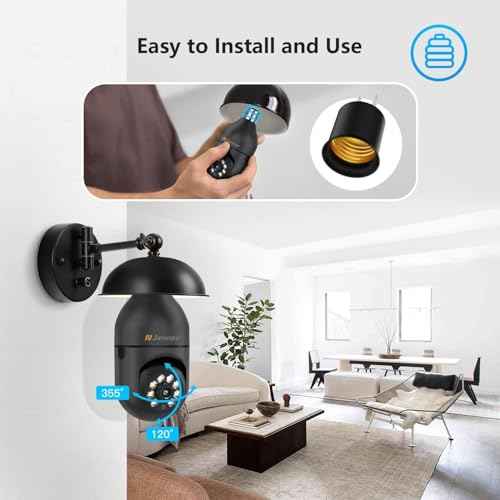 Jennov 2K Light Bulb Security Camera, Auto-Tracking Security Cameras Wireless Outdoor, 360¡Æ PTZ, Dual-Band WiFi (2.4G/5G), AI Human Detection, Indoor/Outdoor, E27 Socket-Powered, Compatible Alexa