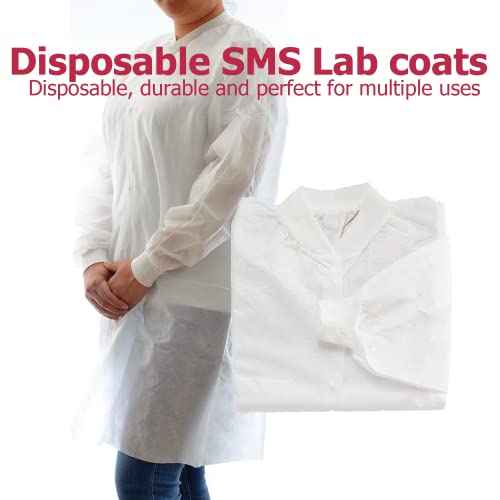 Dealmed Disposable SMS Lab Coat, No Pockets, White