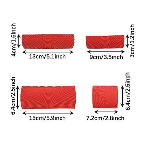 4 Pieces/Set Wood Graining Painting Tool Rubber Imitation Wood Grain Tool Red Wood Grain Design Decorating Tool for DIY Wall Room Art Paint Decoration