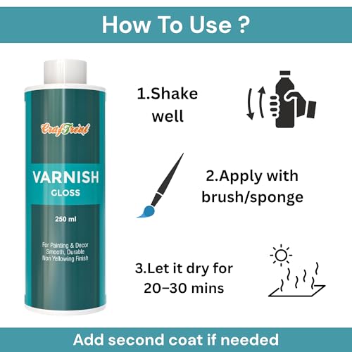 CrafTreat Gloss Varnish - Clear Acrylic Varnish for Oil Painting, Canvas, Wood - 120 ml