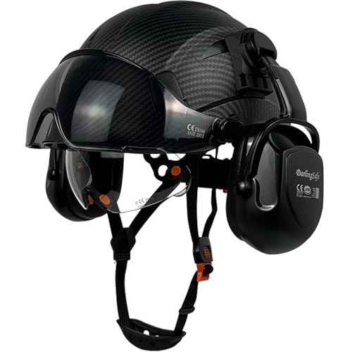 DS-A8S Matte Black Hard Hats with Visor Ear Muffs Safety Helmet Outdoor Work Head Protection ANSI Z89.1 OSHA Approved Industrial Forestry