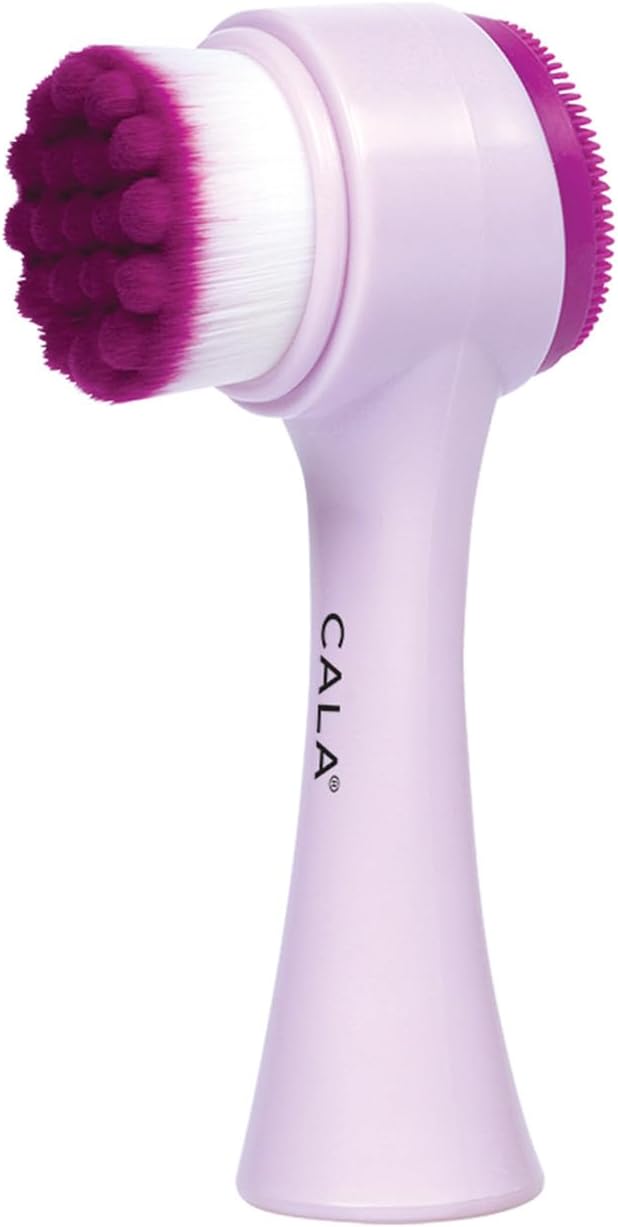 CALA Dual-Action Facial Cleansing Brush (Purple), Superfine Soft Bristles Deep Clean Pores, Removes Blackheads, Oil & Long-Wear Makeup, Water-Resistant Shower Use, All Skin Types