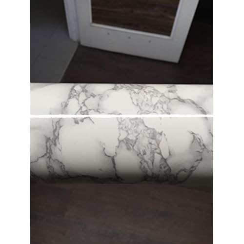 VViViD XPO White Grey Marble Gloss Vinyl Extra-Large Wrap Film Roll (16" x 78" (6.5ft))