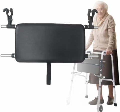 Universal Walker Rest Seat for Attachable Seat Folding Walker, Maximum Weight Capacity of 250 Pounds, Adjustable Range:20"~24"(Black)