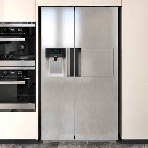 Silver Metal Look Stainless Steel Contact Paper Peel and Stick Countertops Waterproof Contact Paper for Appliance Paint Glossy Self Adhesive Wallpaper Vinyl Wrap for Appliance Covers 15.8''x78.7''