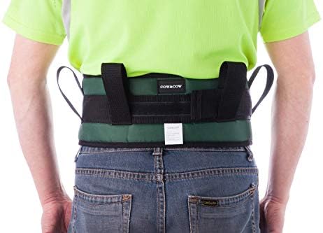 COW&COW Padded Gait Belt with 4 Handles and Quick Release Buckle 5.5 inchs(Black, Large/40inches-60inches)