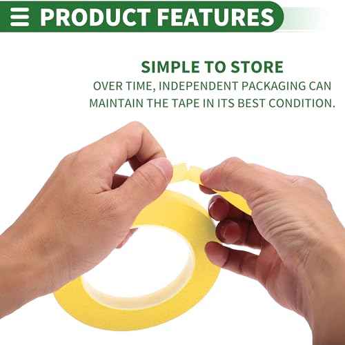 Motoforti Universal Painters Tape Masking Master Tape 5500x1.2x0.01cm / 60.15 Yards x 0.47 Inches x 140um Easy Removal Crepe Paper Yellow 1 Pc