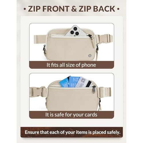 BALEAF Belt Bag Women Fanny Packs Crossbody Fashion Waist Pack Water Resistant Adjustable Strap 2L Off White