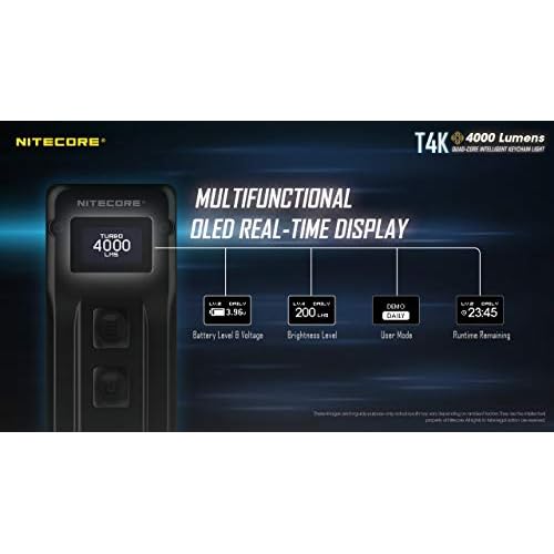 Nitecore T4K Keychain EDC Flashlight, 4000 Lumen LED Super Bright and USB-C Rechargeable with Organizer