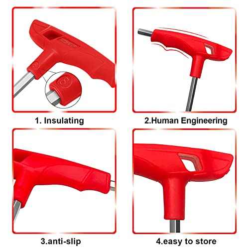 WISEUP 5mm t handle allen wrench set Metric,CR-V heavy duty hex key set with long arm