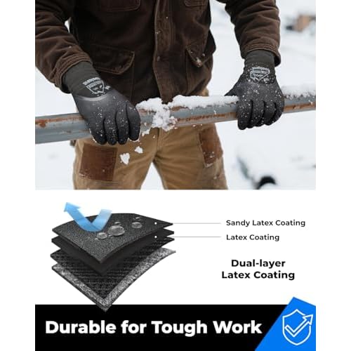 toolant Winter Work Gloves for Men & Women, 3/4 Waterproof Freezer Gloves with Thermal Insulated, Durable, Strong Grip