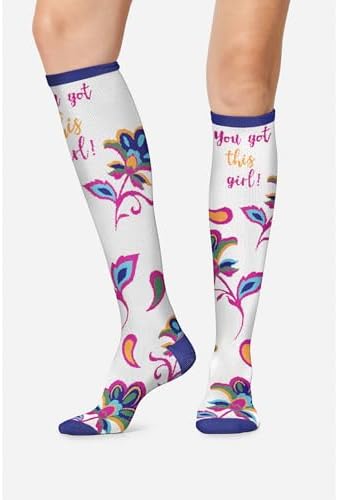 Cherokee Women's 10-15mmHg Compression Socks – Fun Print Knee Highs with Light Support, Soft Feel - PRINTSUPPORT