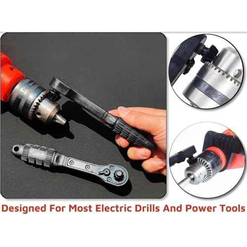 2-in-1 Ratchet Drill Chuck Key Wrench ? Universal Chuck Key Replacement Tool for Drill, Compatible with Most Electric Drills and Power Tools