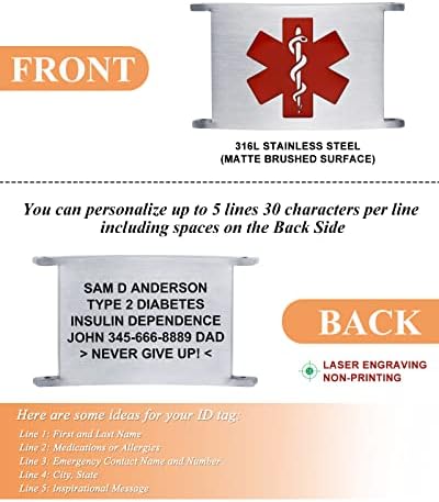 Personalized Sport Medical Alert Bracelets for Women Men - Custom Medical ID Bracelets with Free Engraving - Hook and Loop/Elastic/Stainless Steel/Silicone Watch Wristband Emergency Bracelet