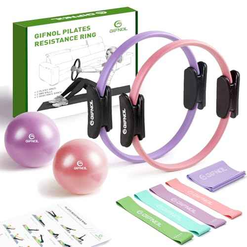 Pilates Ring and Ball Set with Resistance Bands - Pilates Equipment for Home Workout - 14'' & 12'' Pilates Rings, 2 Pilates Balls, 5 Resistance Bands for Toning Arms, Thighs/Legs & Core