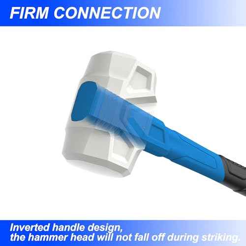 Real Steel Rubber Mallet Hammer 32 OZ White Rubber Hammer with Solid Head, Double-faced Mallets for Flooring, Woodworking, Camping, Automotive 0323