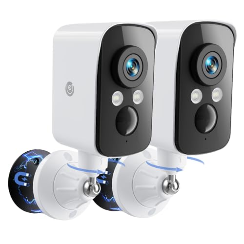 300¡Æ Pan Wireless Outdoor Security Camera, No Subscription Free 7-Day Cloud/SD, AI Detection, Magnetic Mount, Battery Powered, 2.4G WiFi, 2K, Night Vision, 360¡Æ View, 2-Way Talk, Home Security, IP65