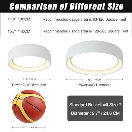 Dimmable Flush Mount Ceiling Light White,24W LED Ceiling Light Fixture,3000K-6500K 5CCT Round 11.81 in Modern Lighting Fixtures for Laundry Room Hallway Kitchen