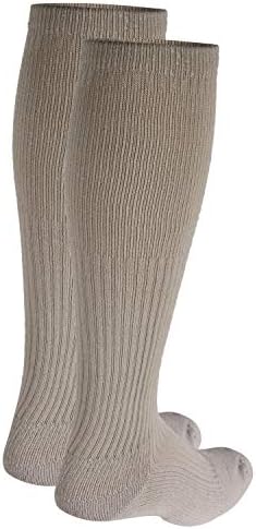Truform Men's 15-20 mmHg Knee High Cushioned Athletic Support Compression Socks, Tan, Small (Pack of 2)