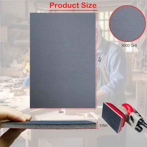 20 PCS 3 x 4 Inch 3000 Grit Sanding Sponge - Ultra Fine Hook-and-Loop Backing Sanding Sponges Pads - Soft Foam Sand Block Wet Dry Sandpaper for Model Plastic Toy Drywall Metal Wood Furniture Polishing