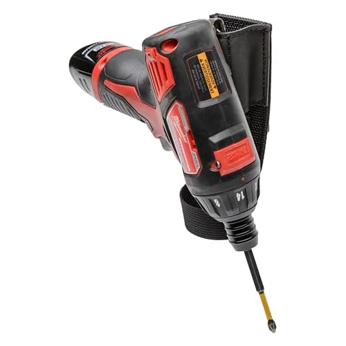 Diamondback Gun Loop Drill Holster - Durable SuperFabric Drill Holder for Tool Belt - Professional-Grade Tool Belt Drill Holster for Nail Guns, Driver, Chalk Line and Tools - Black, 7" x 2"