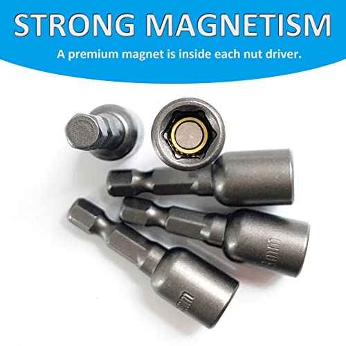 5/16'' Nut Driver Bit Sets 10PCS, SKZIRI 5/16 inch Nut Driver Hex Shank Quick Change Socket Nut Impact Driver Adapter Alloy Steel