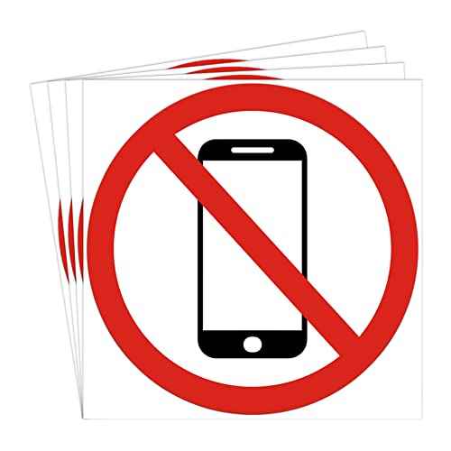 dealzEpic - No Cellphone Use/No Mobile Phone Allowed - Self Adhesive Peel and Stick Warning Vinyl Decal - 3.94 inches in Diameter | Pack of 4 Pcs