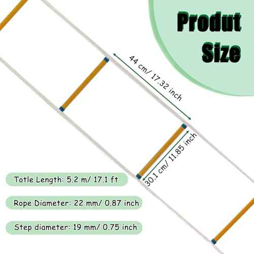 Fire Escape Ladders, 13 FT Emergency Ladder for Second Floor, Anti-Slip Rescue Fire Ladder 2 Story Window Ladder Fire Escape 2 Story Balcony Railing Treehouse, Fast to Deploy