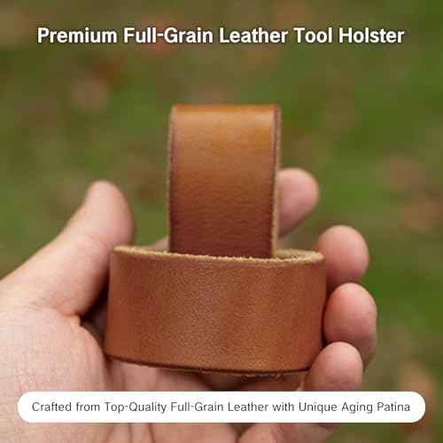 Hammer Holster with Belt Loop Leather Premium Hammer Holder for Tools Snap-in Hatchet Axe Carrier Small Firefighter Hammer Sleeve Brown Multi-Tool Holder for Belt