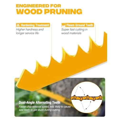 Goshine 9 Inch 5 TPI Wood Pruning Reciprocating Saw Blades, 5 Pack, Next-Gen High Carbon Steel Dual-Angle Teeth Sawzall Blades for Faster Cutting, Durable & Long-Lasting for Wood and PVC
