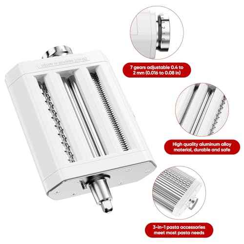 Pasta Attachment for Kitchenaid Stand Mixer, 3 in 1 set for Kitchenaid Pasta Attachment,Included Pasta Sheet Roller, Fettuccine Cutter, Spaghetti Cutter