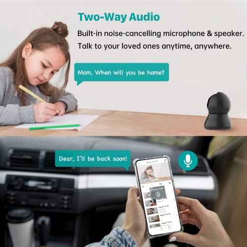 Septekon Indoor Security Camera 2K, 360¡ÆPan Tilt Baby Monitor Pet Camera 2 Pack, 2.4GHz Wi-Fi Camera with Night Vision, Motion Detection, 2-Way Audio Siren, Cloud/SD Card, Works with Alexa, Black