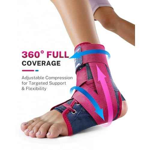 Ankle Brace for Women with Quick Lace Up, Adjustable Figure 8 Compression Support for Achilles Tendonitis, Ankle Sprain & Swelling Relief for Volleyball, Running & Daily Wear, M