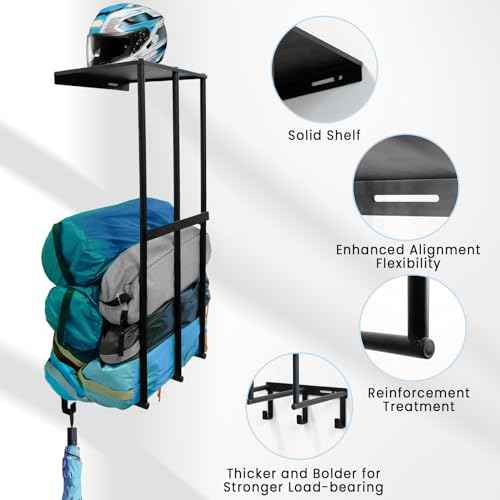 Camping Chairs Storage for Garage - Metal Camping Chair Wall Holder for Garage Organization, Camping Chair Storage Racks with 3 Hooks, Beach Chair Umbrella Wall Storage Rack