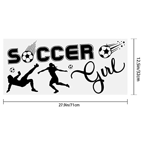 PLIGREAT Soccer Girl Quotes Wall Stickers, Peel and Stick Wall Decals, Removable Vinyl Soccer Ball Football Sticker for Soccer Fans Girls Bedroom Playroom Indoor Stadium Wall Decoration Wall Art Decor