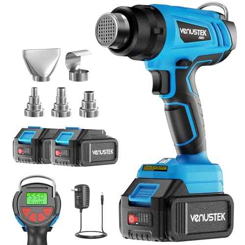 20V Cordless Heat Gun with 2 x 4.0Ah Batteries (122¢µ?1022¢µ) Fast-Heating Hot Air Gun Kit with Screen Display Variable Temperature Wind Speed, Portable Heat Gun for Shrink Tubing Vinyl Wrap
