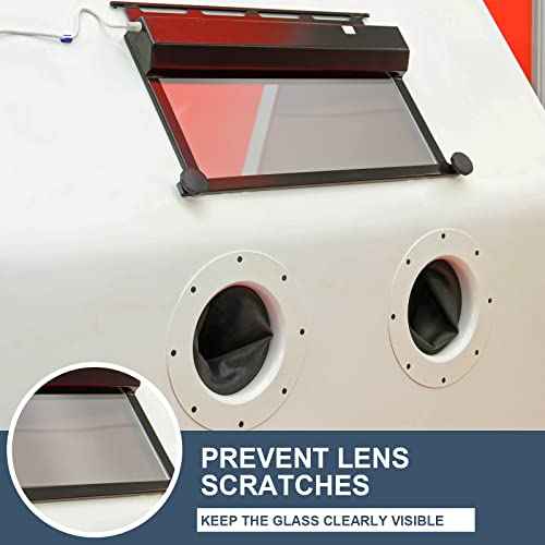 8 Pcs Abrasive Blasting Cabinet Lens Cover Polyester Film Sandblast Cabinet Inner Lens Protector Adhesive Standard Sand Blast Film for Sandblast Replacement, 23 x 11 Inch