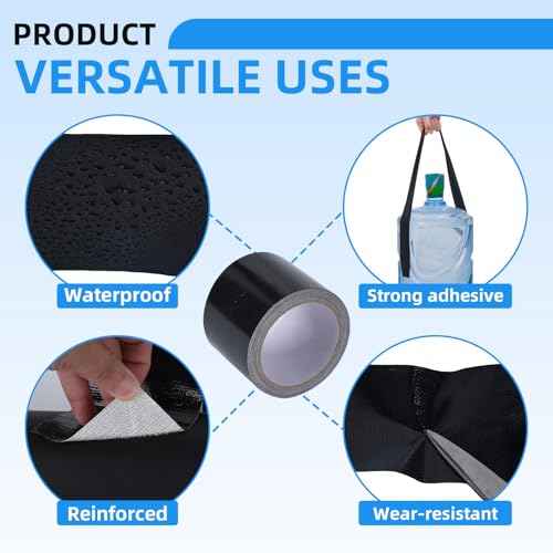 Heavy Duty Repair Tape for Tarp, Waterproof RV Awning, Outdoor Tarp, Canvas, Boat Covers, Sail, Tear Repair Patch Kit (Black)