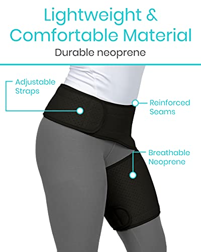 Vive Hip and Groin Brace - Sciatica Brace - Bursitis Hip Pain Relief for Women and Men - Hip Flexor Compression Wrap Support - Thigh, Hamstring Recovery for Joints, Nerve Pulled Muscles and Arthritis