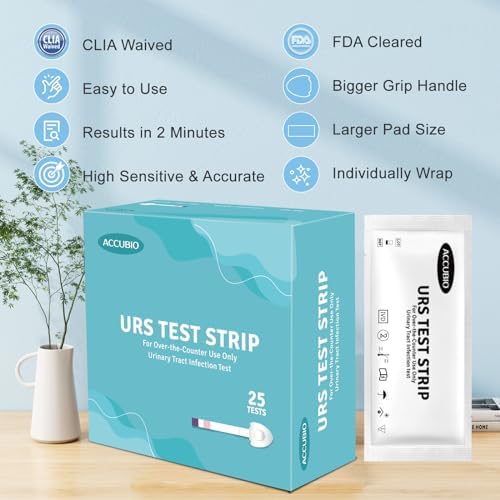 UTI Test Strips, Urinary Tract Infection Testing Kit, Home Rapid Detection for Leukocytes and Nitrite, at Home UTI Testing, Clean Grip Handle, UTI Test Kit Individually Wrapped, 25 Strips