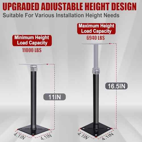 Adjustable House Floor Jacks, 4 PCS Post Floor Joist Jacks for Leveling, 11" - 16.5" Height Adjust Range, Telescoping Screw Jacks for Temporary Support - 11000 lbs Max Load Capacity (Each)
